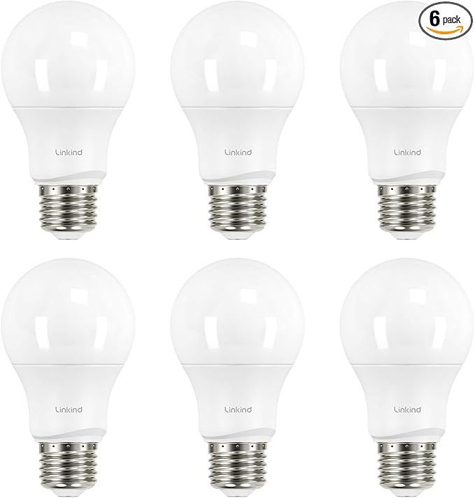 Linkind A19 LED Light Bulbs Dimmable, 60W Equivalent, 2700K Soft White, 9.5W 800 Lumens, E26 Stan... | Amazon (US)