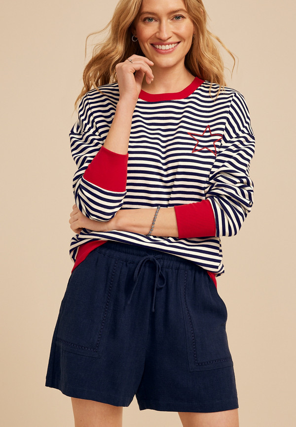 High Rise Ladder Trim Linen Like Short | Maurices