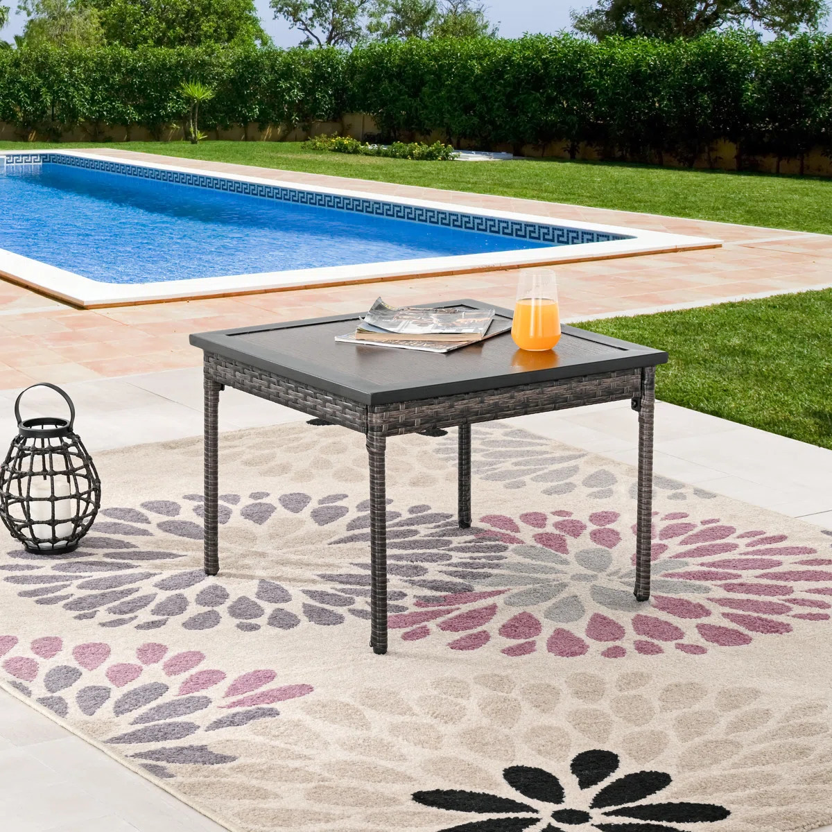 Aalaysia Square Wicker Outdoor Side Table , 22.4'' in. W 22.4'' in. D | Wayfair North America