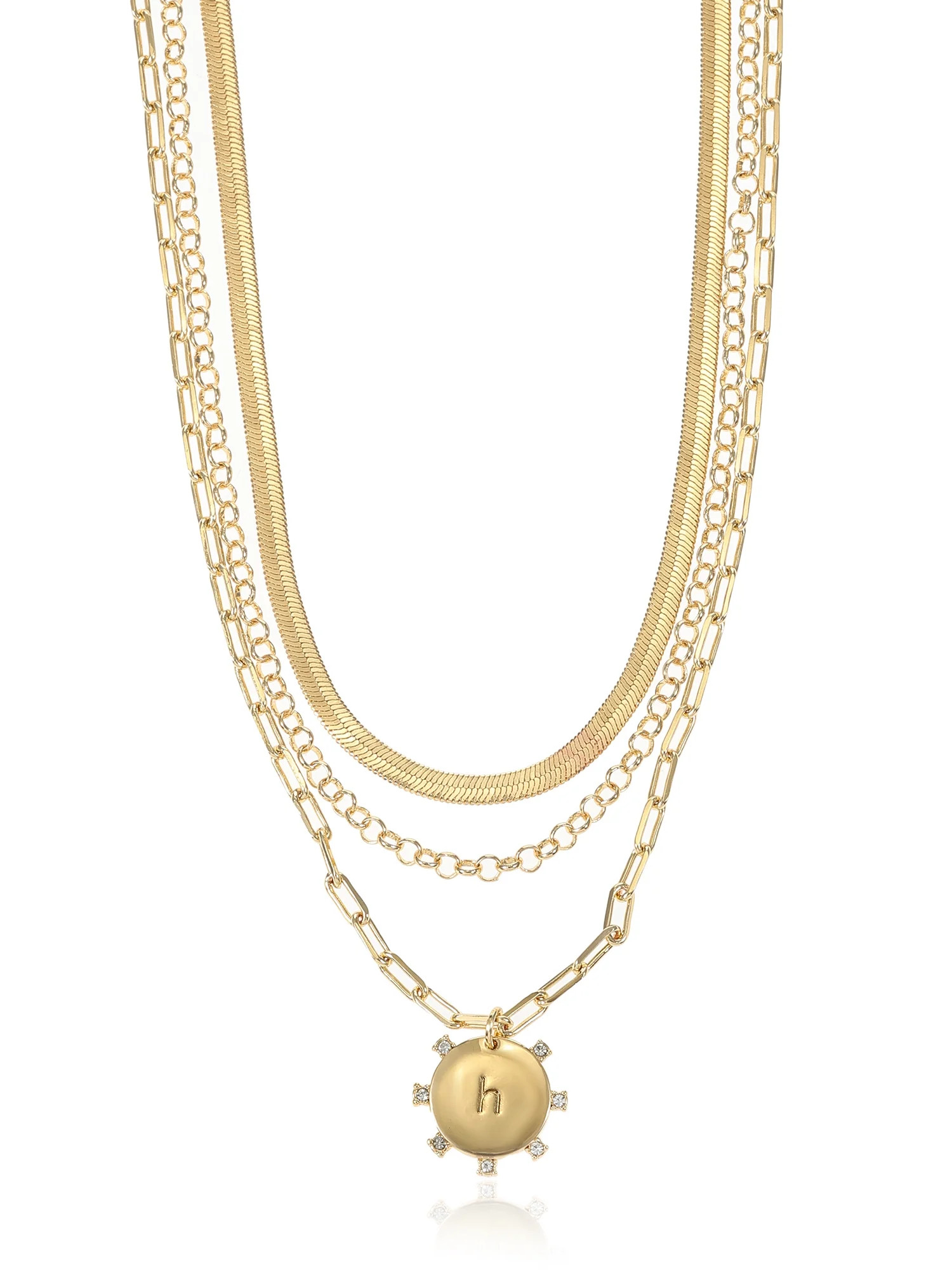 Time and Tru Goldtone Necklace, 3 Piece, Initial H | Walmart (US)