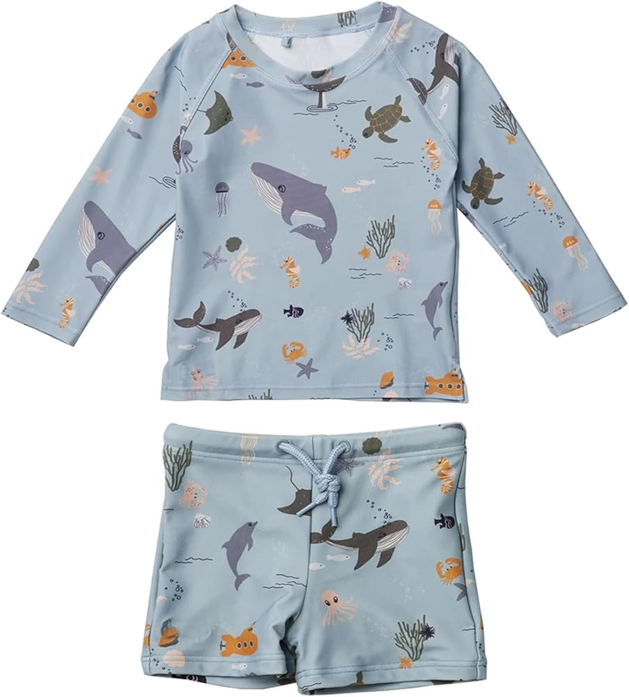 Toddler Boys Two Piece Swimsuit Rash Guard Set Long Sleeve Swim Shirt Swim Trunks& Shorts Bathing... | Amazon (US)