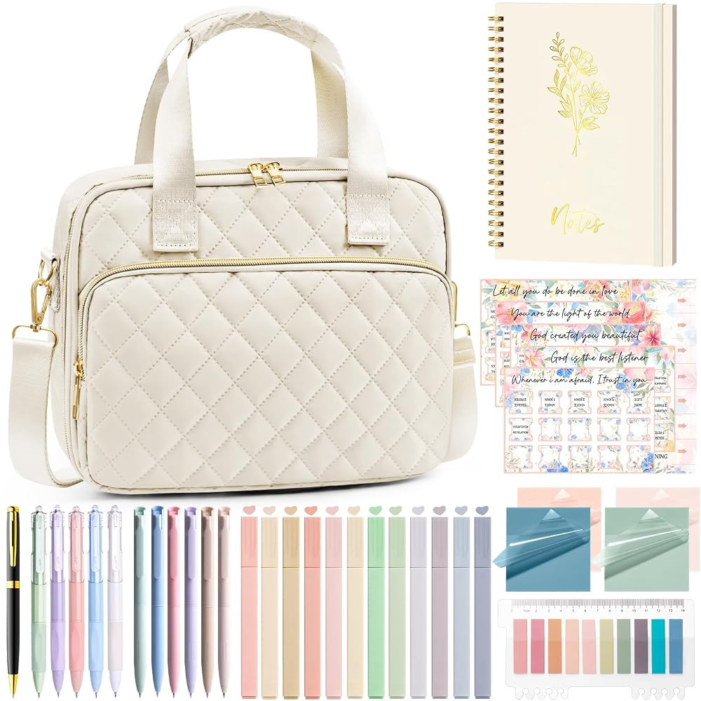 Bible Cover Case for Women, Large Bible Bag Bible Study Supplies Accessories Journaling Kit with ... | Amazon (US)