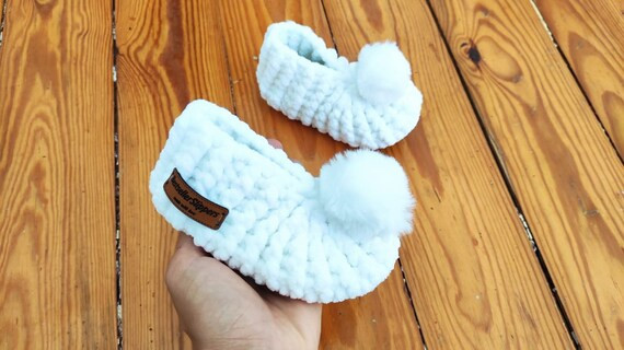 Gender Neutral Baby Shower Gift White Cotton Kids Booties ALL - Etsy | Etsy (US)