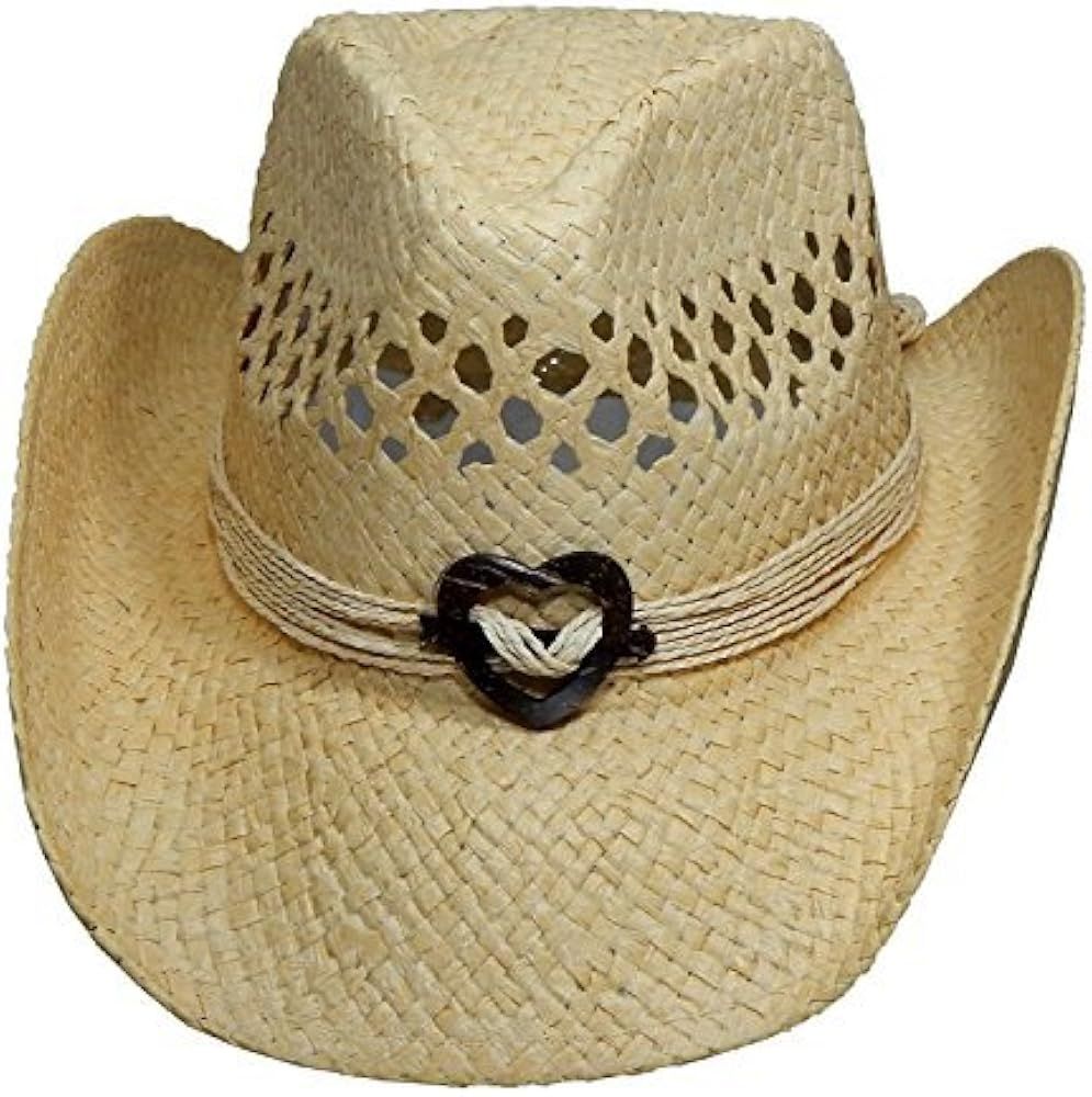 Boho Hip Cowboy Hat with Heart Concho, Natural Toyo Straw, Shapeable Brim | Amazon (US)