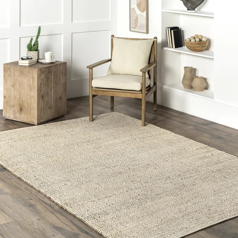 Helton Farmhouse Jute Blend Natural Tan Area Rug | Wayfair North America