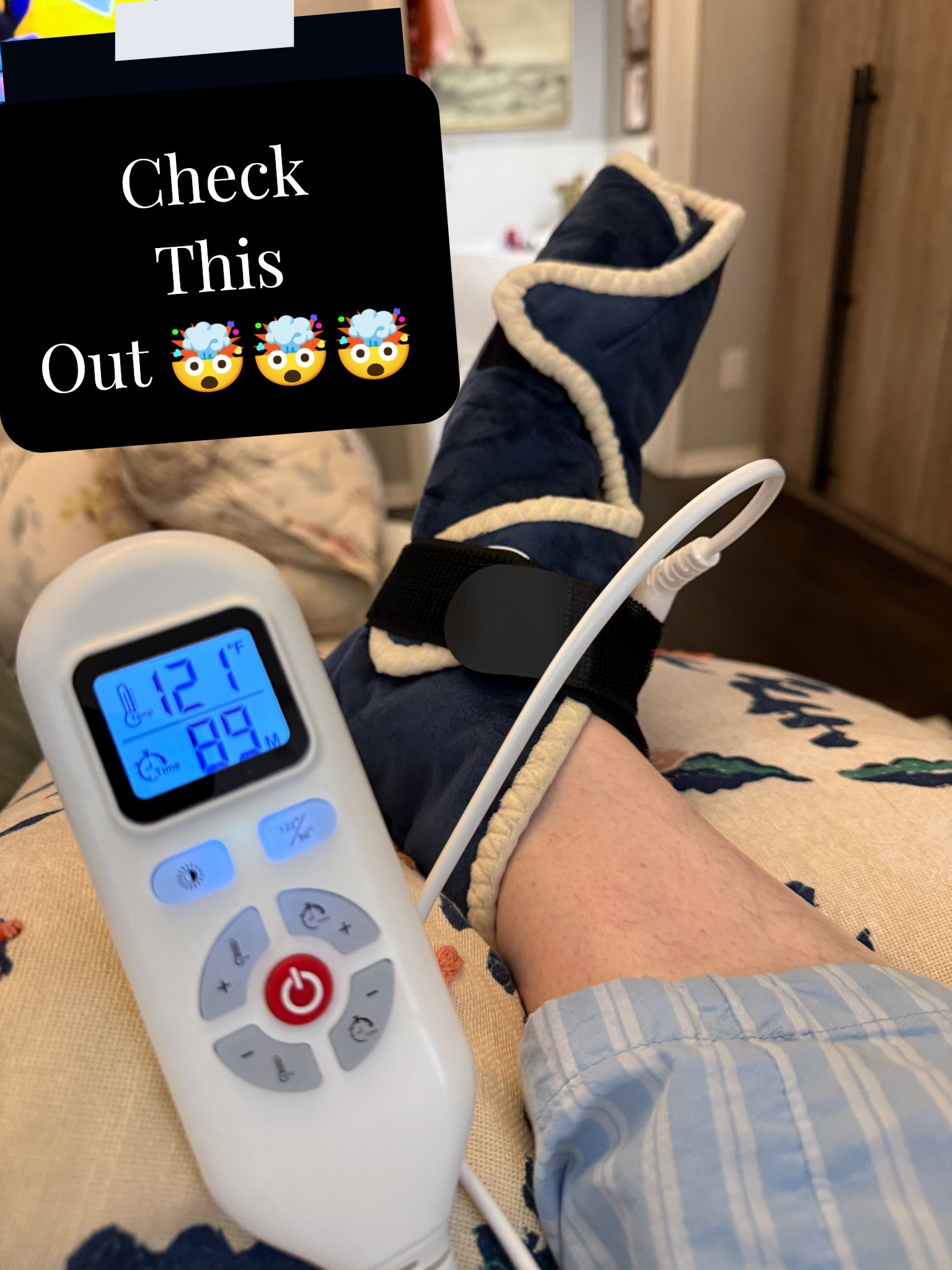 If you have pain in your foot and need a heating pad, this thing is IT!!!!  Easy to strap on and use. Digital display for precise settings including a timer. I have a severe injury but it says it’s great for neuropathy too!!!

They are also available for your hip or elbow pain 😁

#LTKdayinmylife #LTKvlog