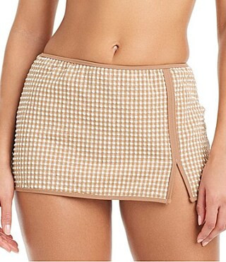 Sanctuary Check Me Out Gingham High Waist Skirted Swim Bottom - L | Dillard's