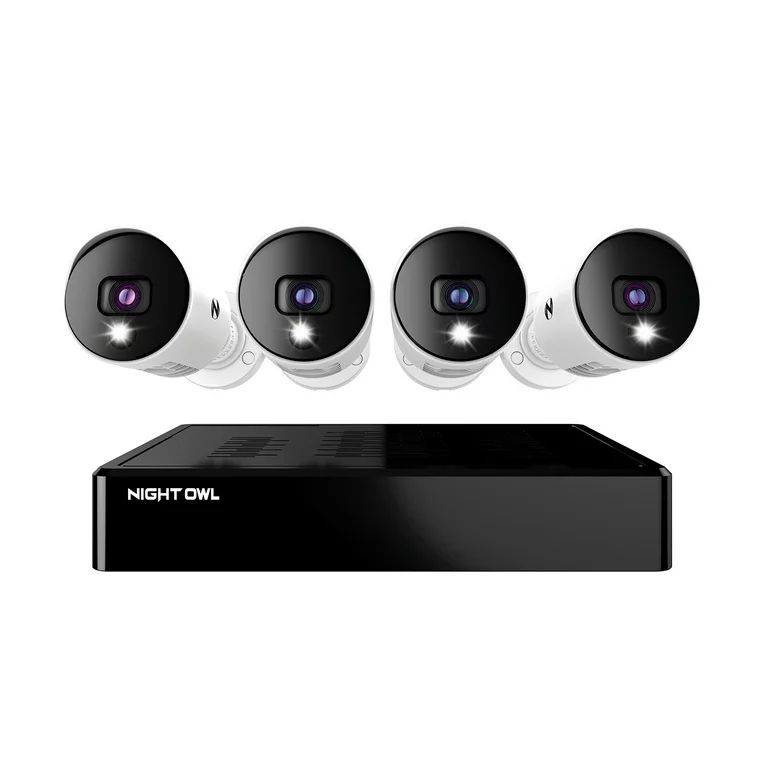 Night Owl Bluetooth 4 Channel 4K Wired DVR, 4 Wired Light Cameras & 1TB HDD, Secured Wired Connec... | Walmart (US)