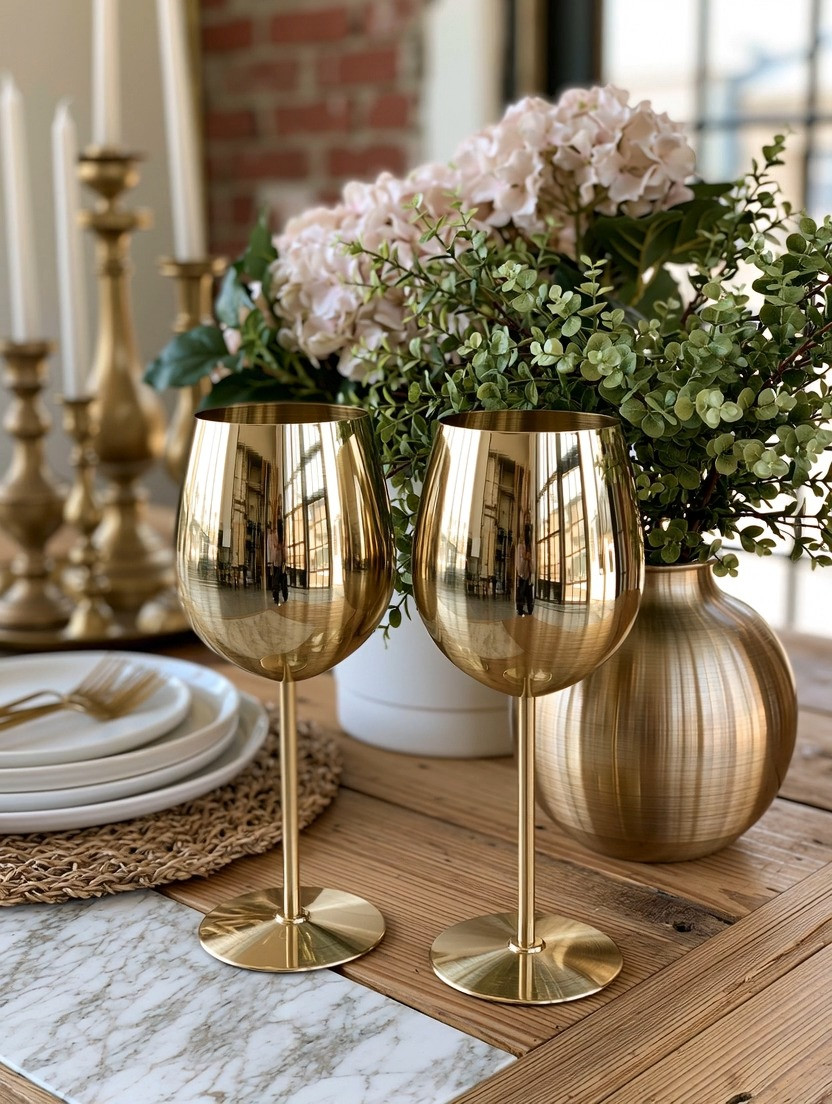 The wine glass is becoming part of the table decor—and brushed gold is having its moment.

These brushed gold metal wine glasses have become one of our increasingly popular finds, and we understand why. They take something completely practical and turn it into a beautiful part of the table setting.

The warm metallic finish works beautifully with natural wood, marble, white dinnerware, flowers and candlelight—and unlike traditional glassware, metal helps keep chilled drinks cooler for longer.

Bring them out for dinner parties, celebrations, your home bar, or simply for a beautiful drink at the end of the day. They’re unexpected, elegant and just bold enough to make the table feel special.

Because sometimes luxury really is in the smallest details.

Shop our brushed gold metal wine glasses from the edit.

#GoldWineGlasses #TableSetting #HomeBar #ElegantAndDriven 

 #LTKHome