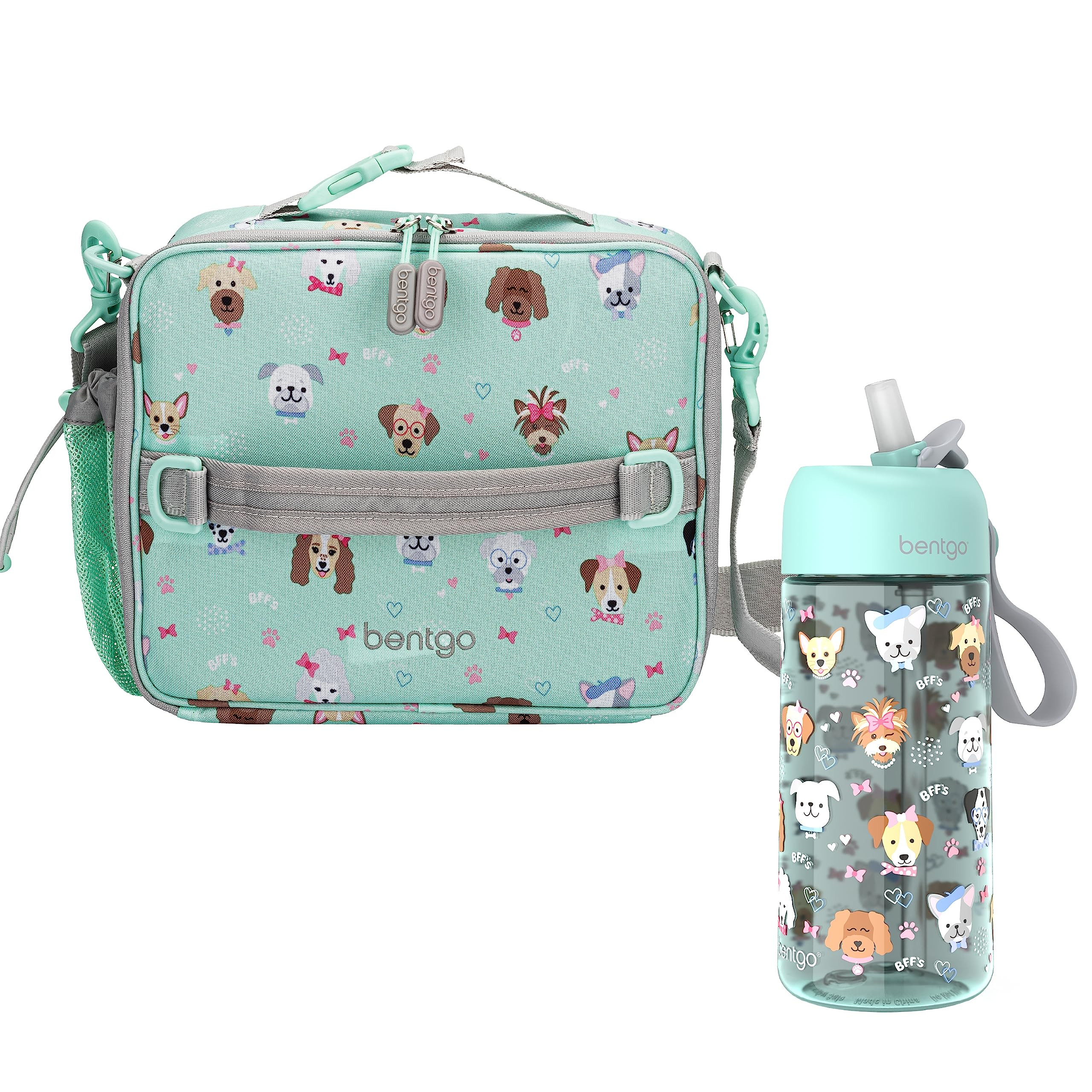 Bentgo® Kids Lunch Bag Set Water Bottle - New & Improved 2023 (Puppy Love) | Amazon (US)