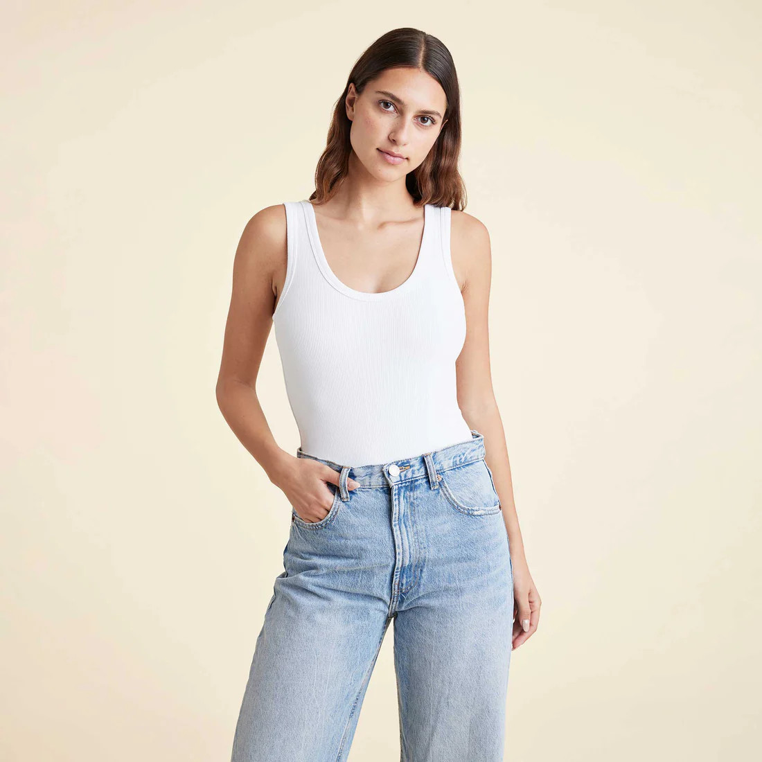 Ribbed Scoop Tank Bodysuit | nuuds