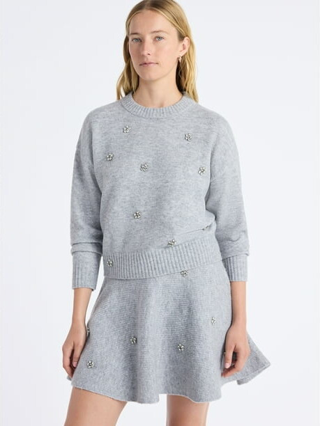 Free Assembly Women's Embellished Mock Neck Sweater with Long Sleeves, Sizes XS-4X | Walmart (US)