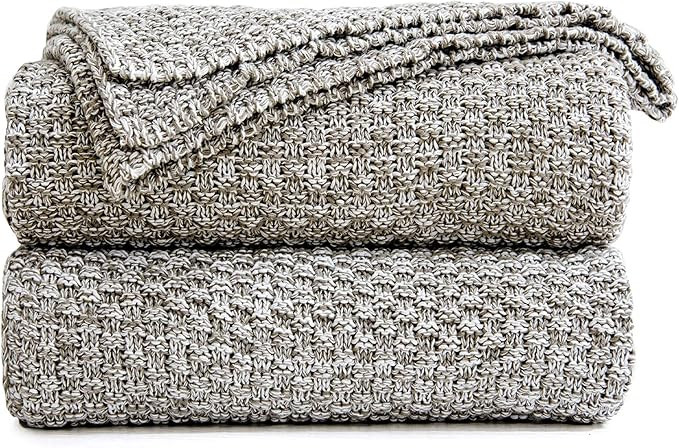 Longhui bedding Knitted Throw Blanket for Couch, Soft, Cozy Machine Washable 100% Cotton Sofa Bla... | Amazon (US)