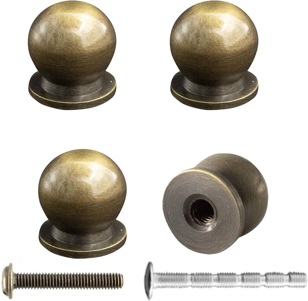 Mini Round Solid Brass Knobs, 1/2 Inch (14mm) Diameter Antique Metal Cabinet Drawer Pulls, Modern... | Amazon (US)