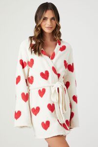 Plush Heart Print Robe | Forever 21 (US)