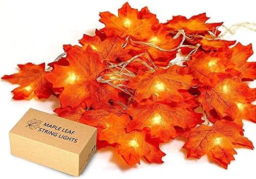 JamBer Fall Maple Leaf Garland 20 LED Maple Leaves Fairy Lights 7.4 Feet Fall Garland Lights Wate... | Amazon (US)