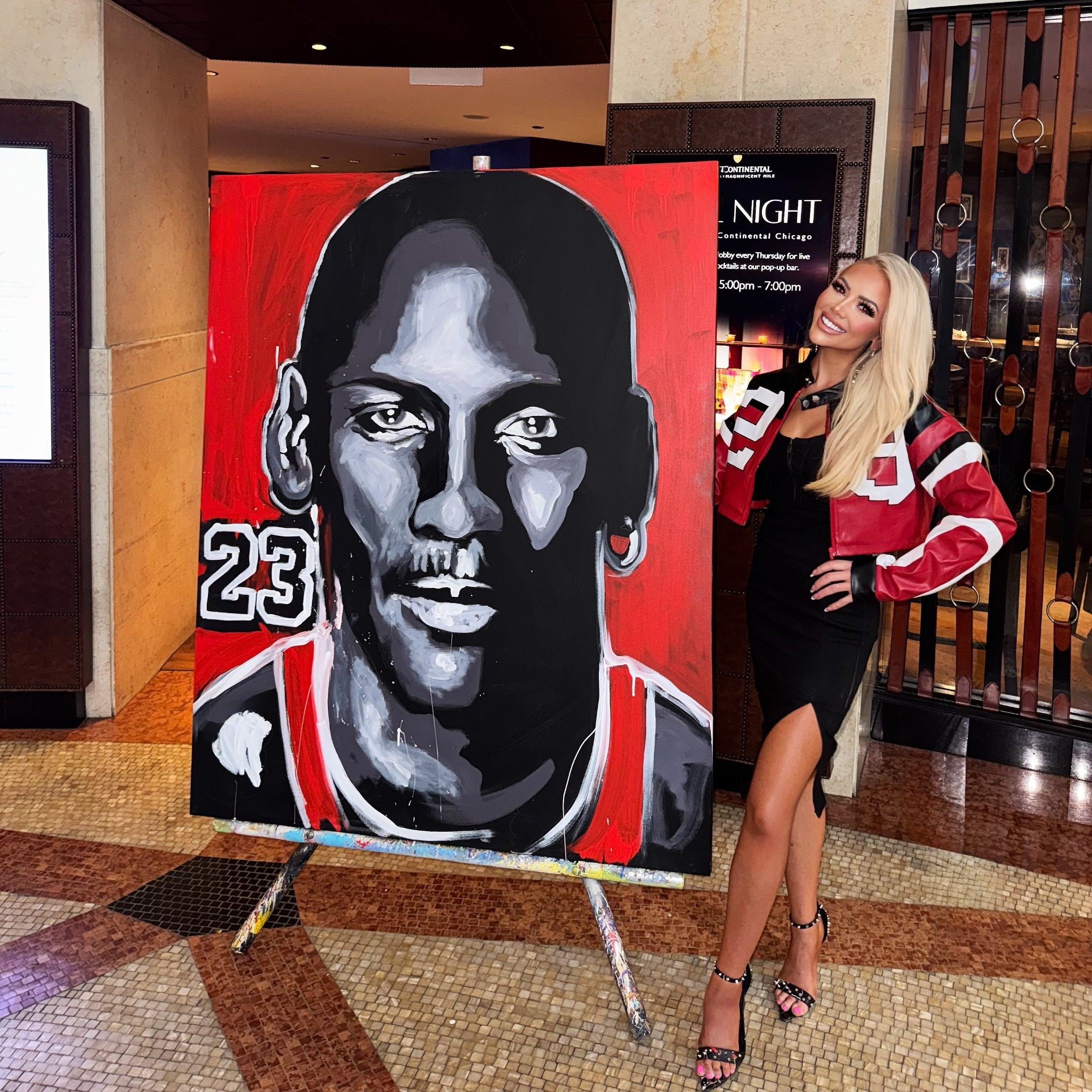 Painting of Michael Jordan for Michael Jordan - EPIC!!! You can catch not 1, but 2** of my art pieces in his Chicago steakhouse !!! This is now one of my best sellers! Linking my fit, my art, & more sports gifts! Merry Christmas!!! 

MJ
Michael Jordan
Jump man
Gifts for him
Chicago
Chicago Bulls
23
Gift guide
Event planner
Man cave
Sports gifts
Jessicakhaas
Jessica Haas
Artist
Art
Painting
Speeepainter
Events
America’s First Female Speedpainter
Gift guide
Bulls fan
Sports fan
Game day
Game day outfit
NBA
NBA gifts
Brand activations
Chi-town

#LTKGiftGuide #LTKHome #LTKMens