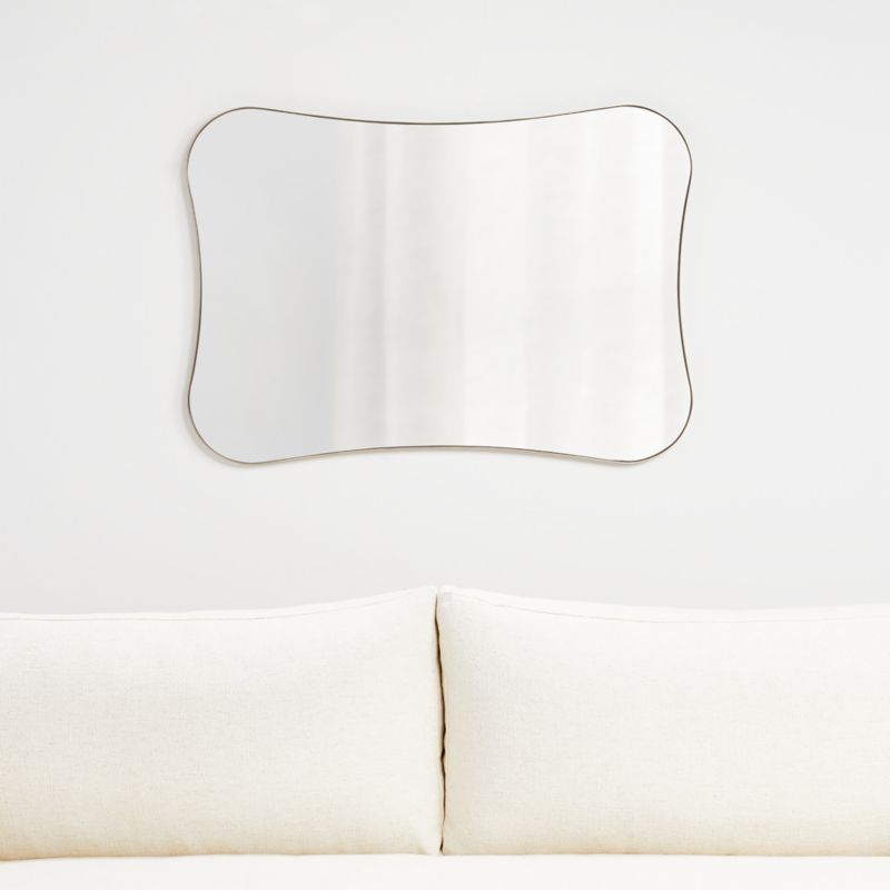 Edge Brass Pinched Rounded Corner Mirror + Reviews | Crate and Barrel | Crate & Barrel