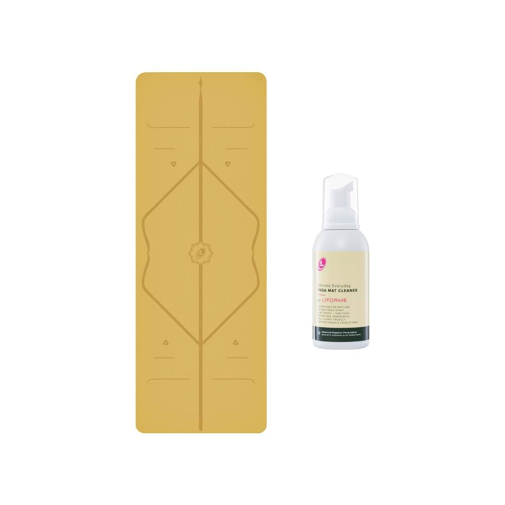 LIFORME Original Yoga Mat & Ultimate Everyday Yoga Mat Cleaner- Bundle Pack – Patented Alignmen... | Amazon (US)