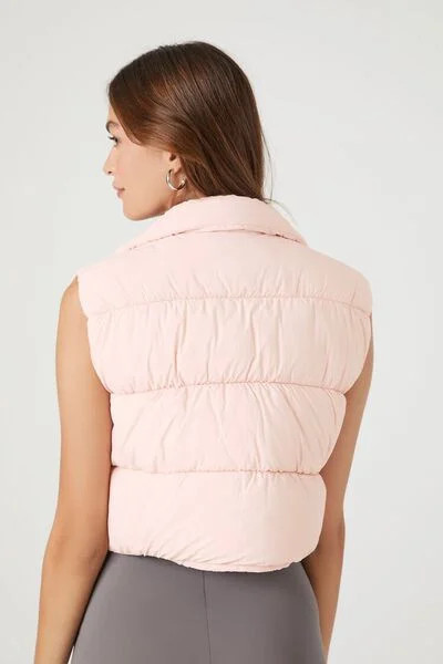 Cropped Zip-Up Puffer Vest | Forever 21