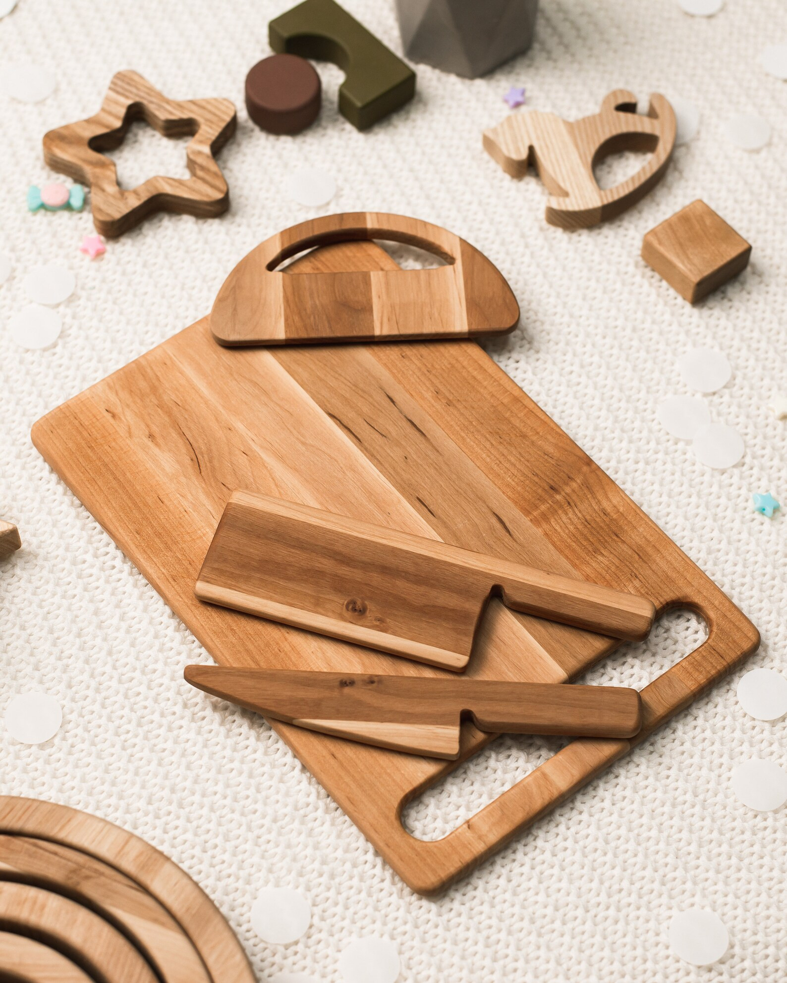 Cutting Board and Safe Wooden Knife for Kids, Toddler Utensil Montessori Toy, Child Chopping boar... | Etsy (US)