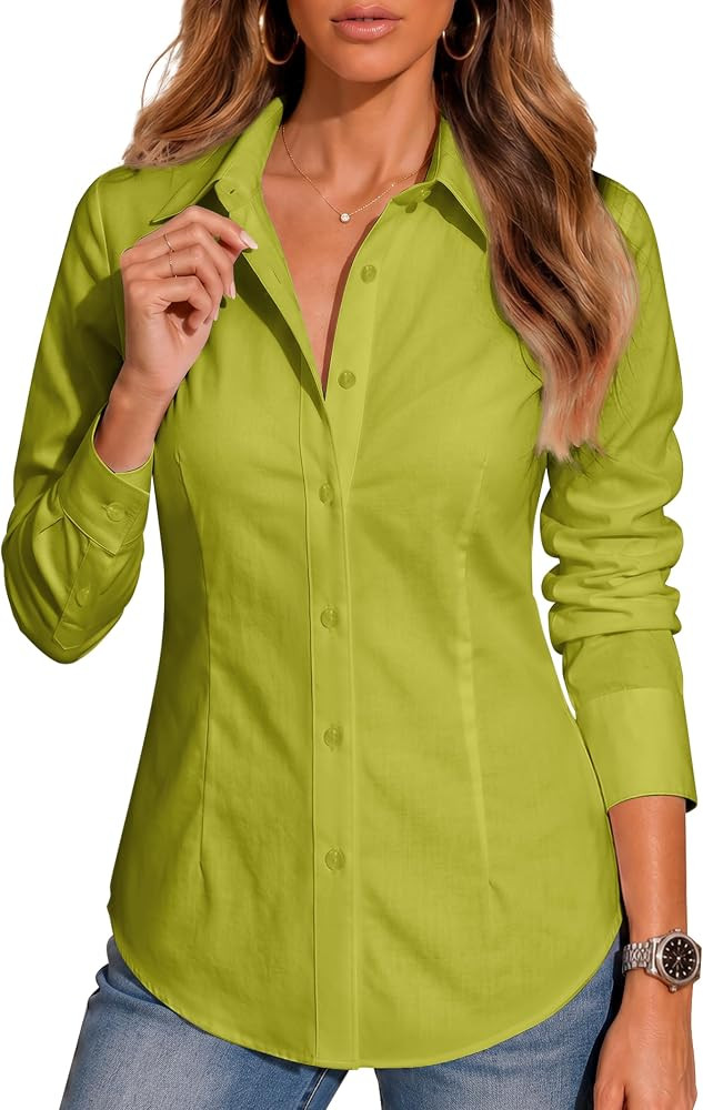 BBIBBI Blouses for Women Long Sleeve Button Down Dressy Casual Work Shirts | Amazon (US)
