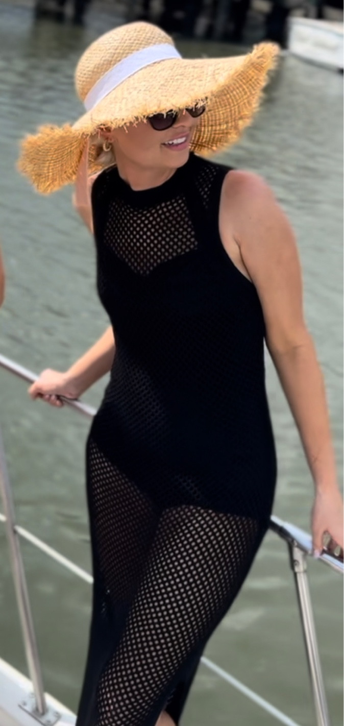 Black Beach Coverup for moms that still
looks fun and flirty! Paired with a black shorts underneath to go to a beach dinner. Perfect for the beach or pool days! 

#LTKSeasonal #LTKFindsUnder50 #LTKSwim