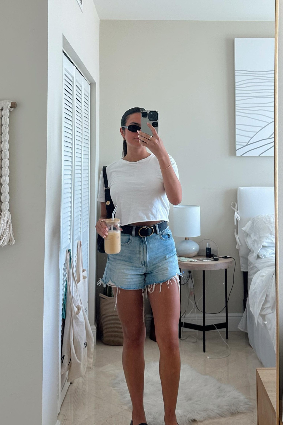 vintage flea market fit 🌞🛍️💛🌊🍊 

picked up some cute stuff for my upcoming trip!!! 

Bra: @skims 
Shorts: @showpo 
Shoes: @naturalizer 
Shirt: @ralphlauren 
Bag: @gucci from @therealreal 
Sunglasses: @lespecs 

#grwm #miamicreator #getreadywithme #vintagemarket #vintageshopping #miamifit