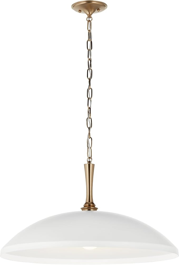 Kichler Delarosa 1-Light Pendant, Updated Traditional Light in White and Champagne Bronze, Sloped... | Amazon (US)