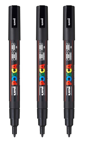 posca PC-3M Water-Based Paint Markers, Reversible Fine Tip (0.9-1.3mm), Black, 3 Count | Amazon (US)