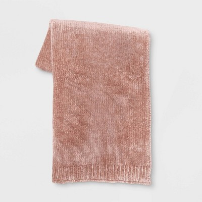 50"x60" Shiny Chenille Throw Blanket Blush - Threshold™: Soft, Reversible, Machine Washable | Target