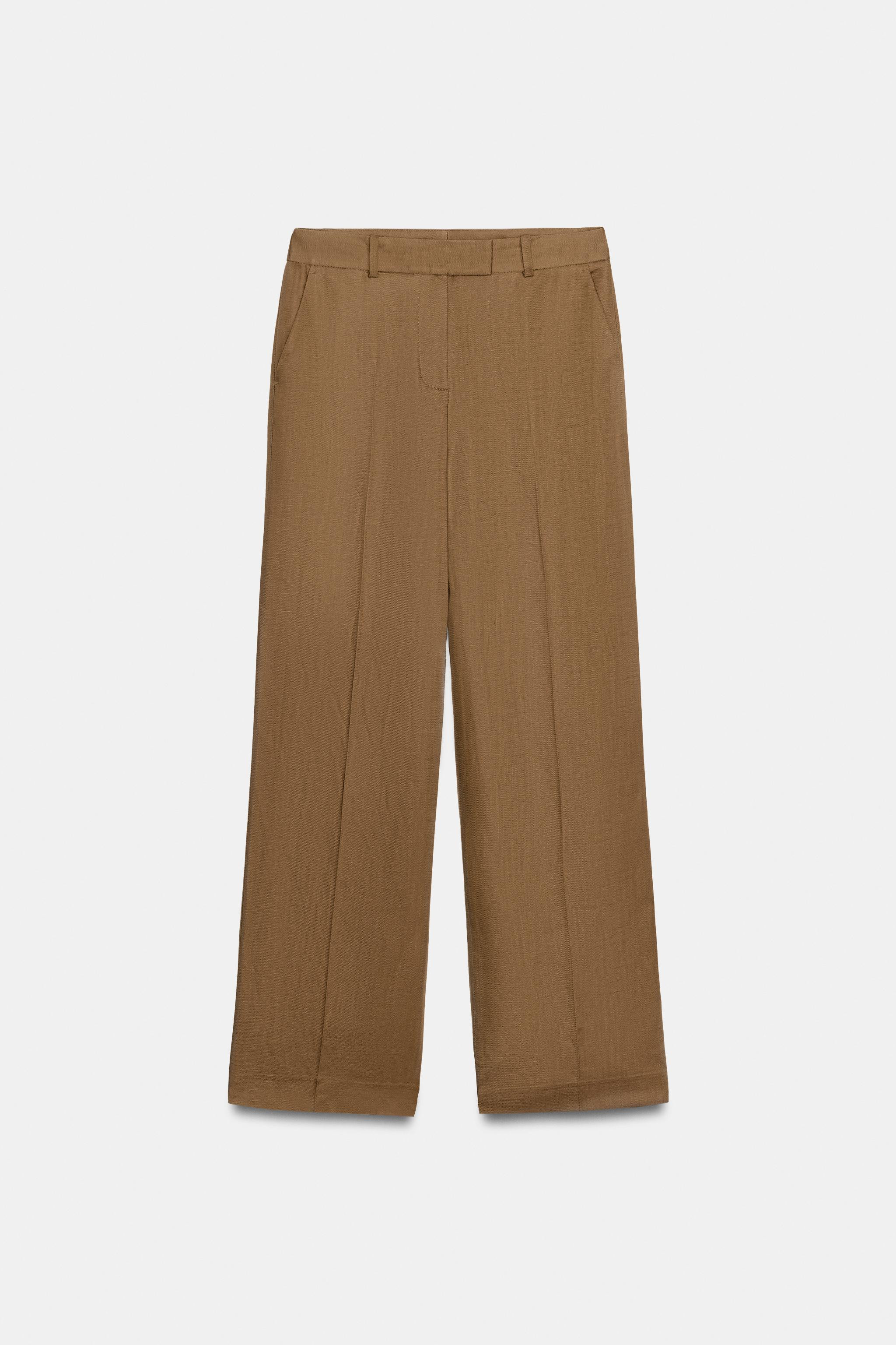 LINEN BLEND STRAIGHT LEG PANTS | Zara US