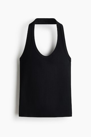 H & M - Cotton Halterneck Top - Black | H&M (US + CA)