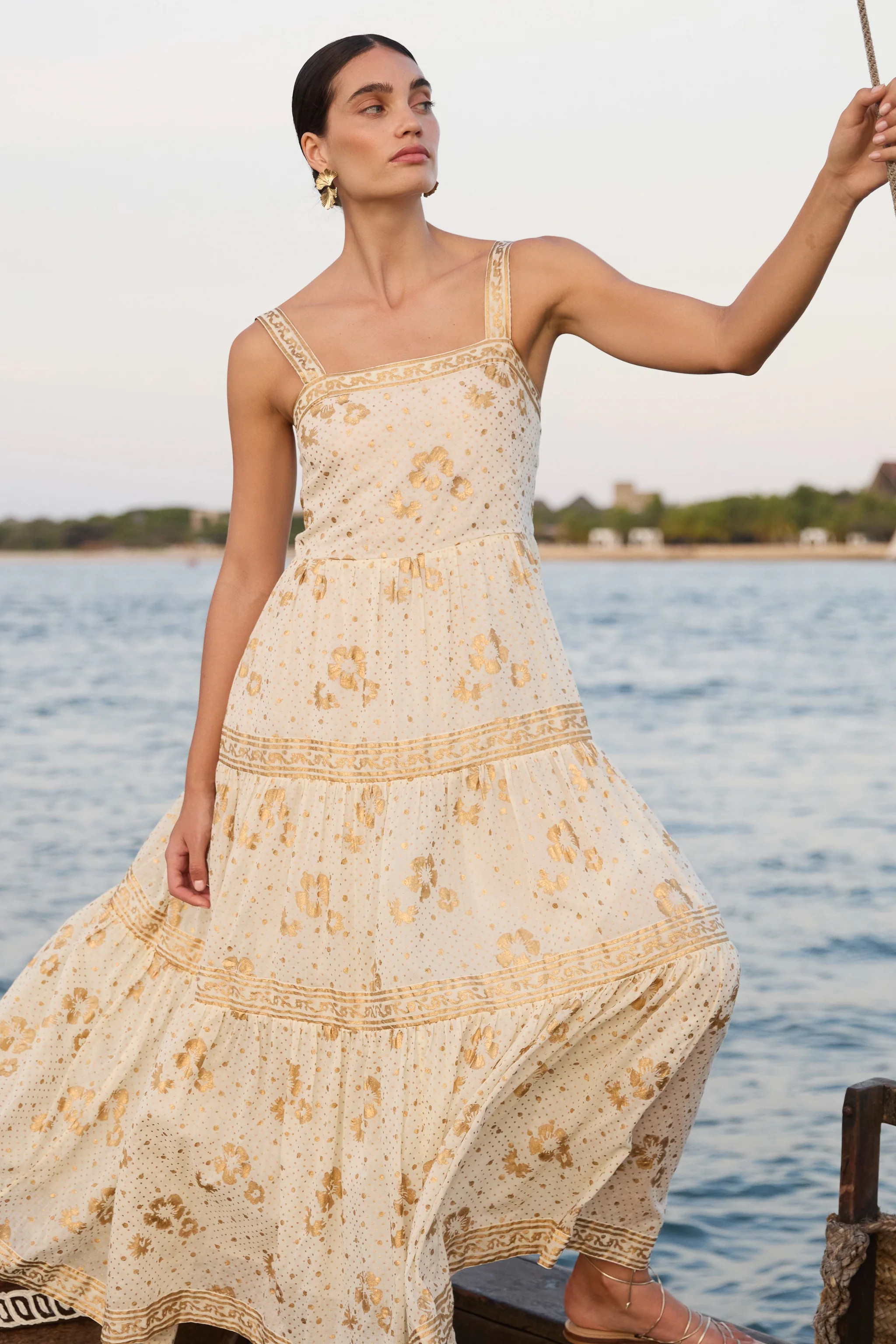 Strappy Maxi- Carlin Cream Gold | Oliphant Design