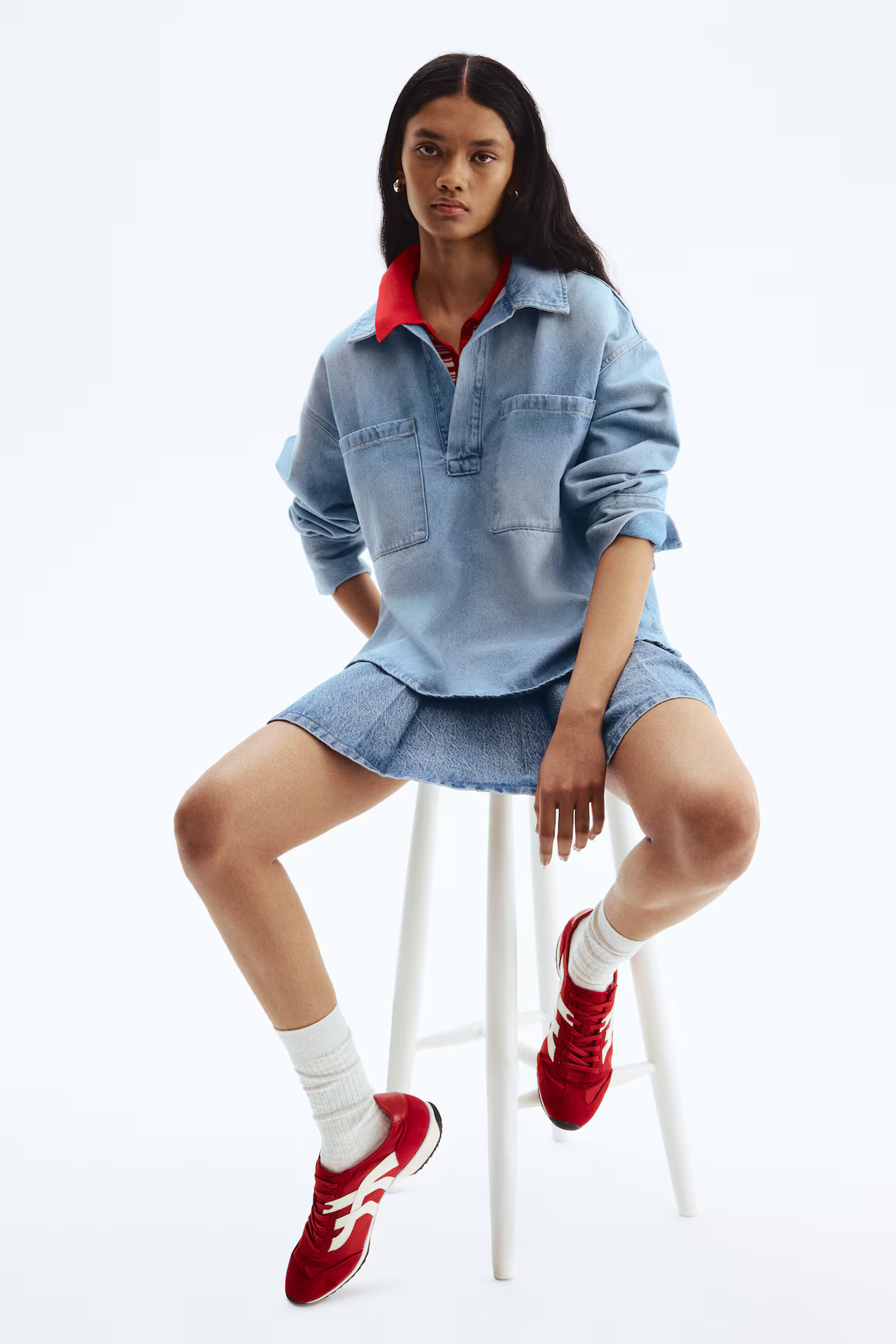 Oversized Pullover Denim Shirt - Light denim blue - Ladies | H&M US | H&M (US + CA)