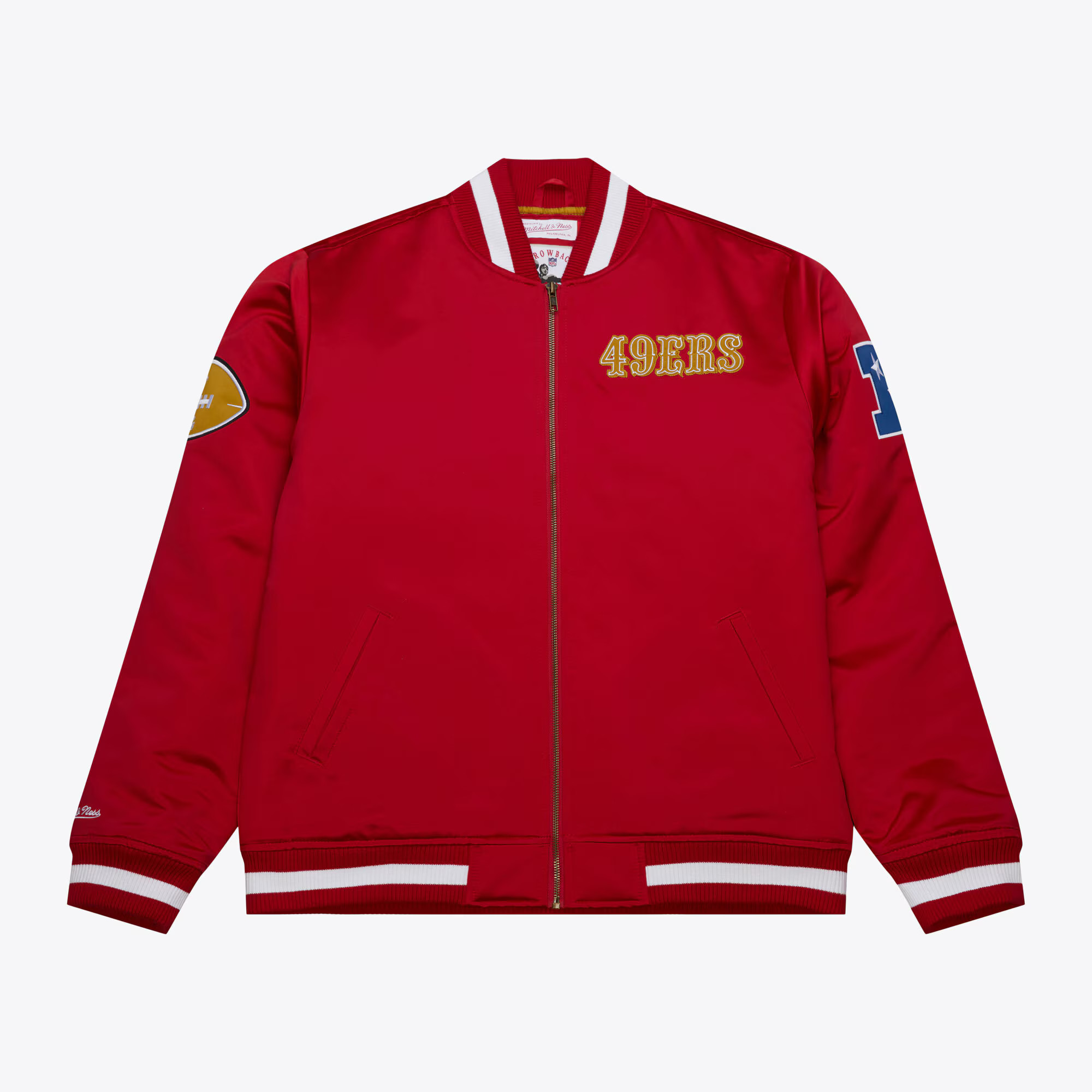 San Francisco 49ers Scarlet Heavyweight Satin Full-Zip Jacket | Mitchell & Ness