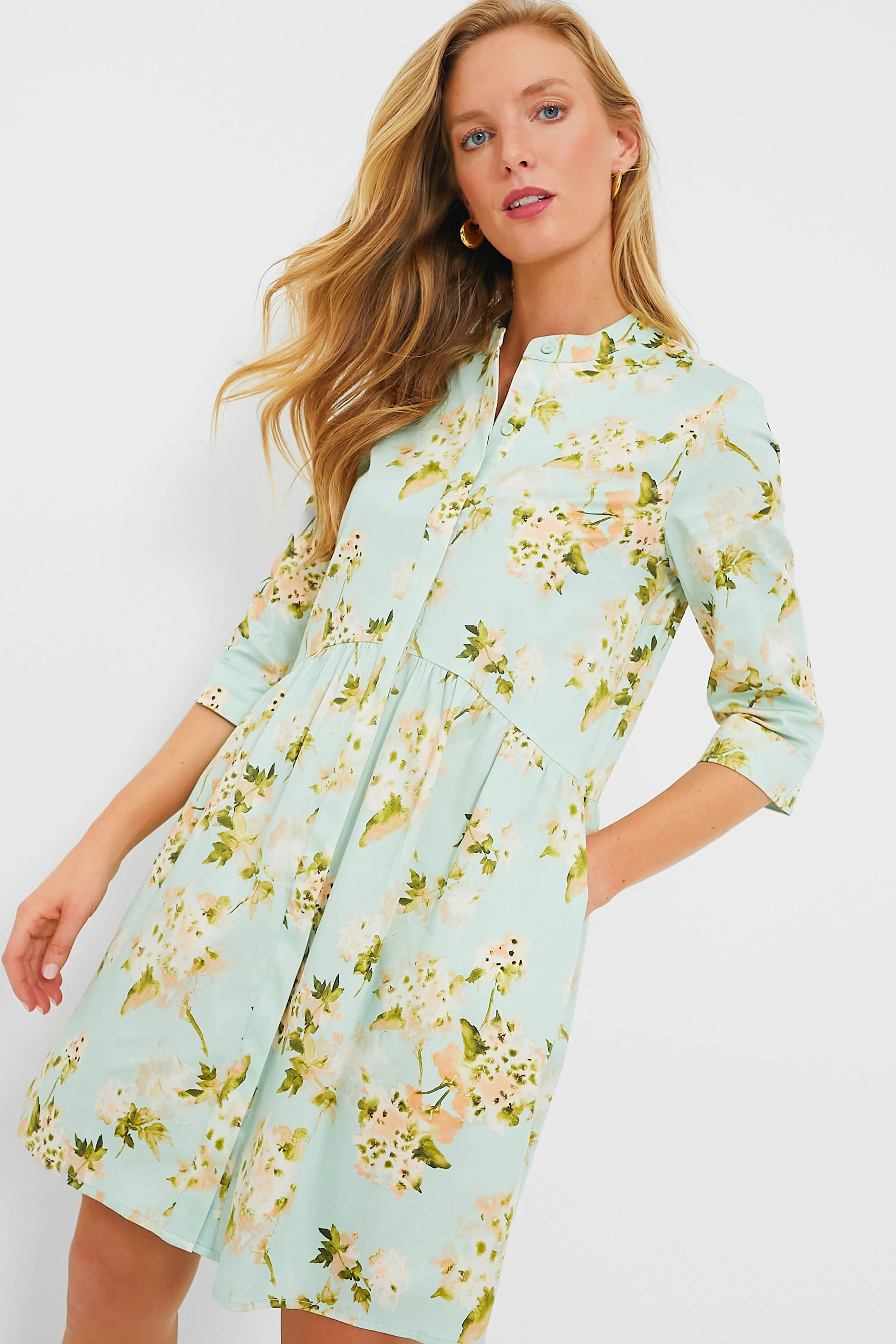 Aqua Watercolor Royal Shirt Dress | Tuckernuck (US)