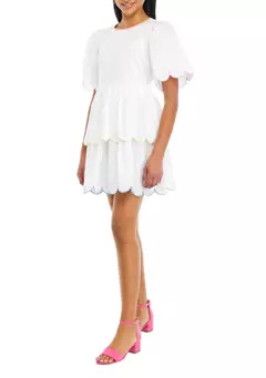 ENGLISH FACTORY Women's Scallop Embroidery Mini Dress | Belk