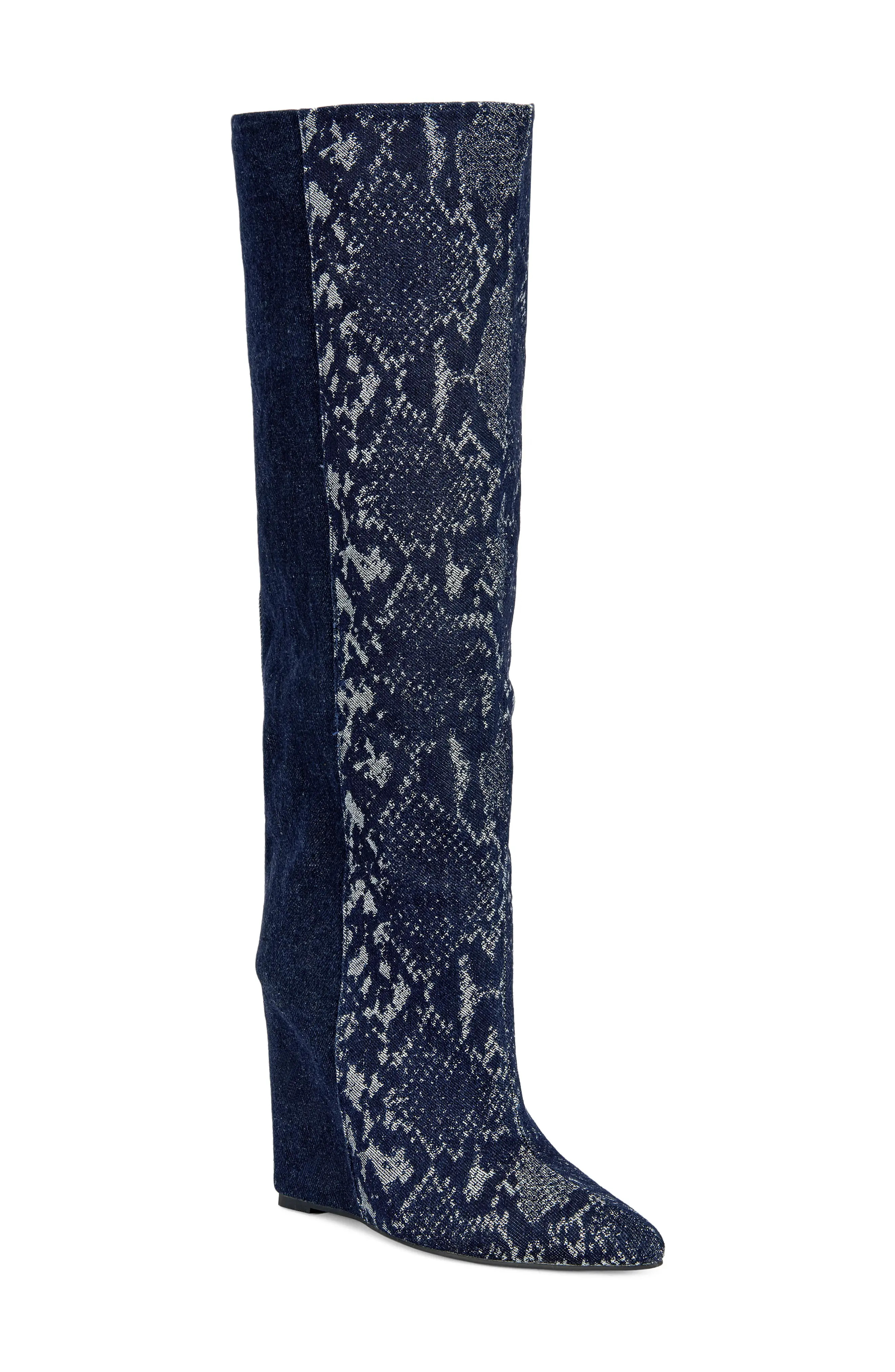 AZALEA WANG Gianna Snake Print Wedge Knee High Boot (Women) | Nordstrom | Nordstrom