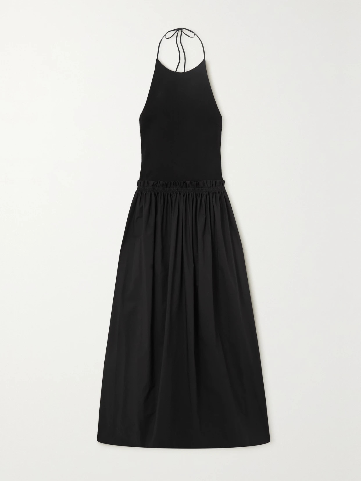 ESSE Studios - Knitted And Organic Cotton-poplin Halterneck Maxi Dress - Black | NET-A-PORTER (US)