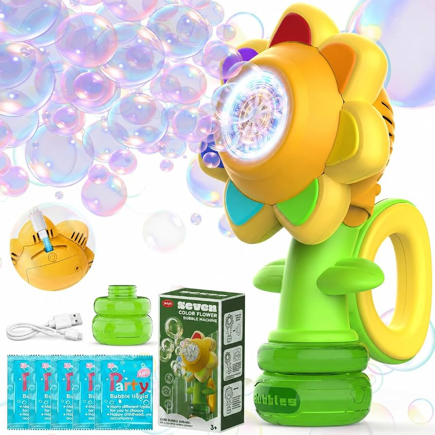 Bubble Machine for Kids, Automatic Sunflower Bubble Maker for Toddlers, Portable Battery Operated... | Amazon (US)