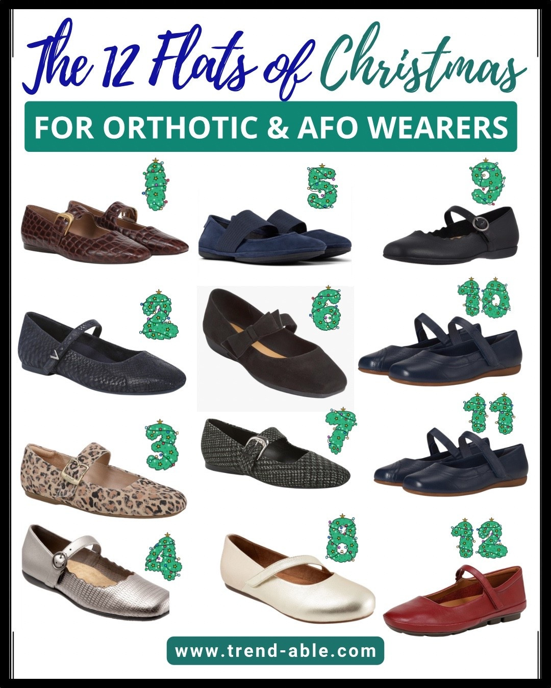 Can we talk about how ridiculously hard it is to find cute dress flats when you wear AFOs? Even with my Blue Rockers by @AllardUSA — which are slimmer than most — I still hit the same wall every year: so many shoes either don’t fit… or look like they belong in an “Orthopedic Grandma Monthly” catalog. And at 55, that’s not the aesthetic I’m going for. 😂⁣
⁣
So I rounded up The 12 Flats of Christmas — styles that actually work for AFO wearers, orthotic wearers, wide-width feet, and anyone tired of sacrificing style for comfort. Some aren’t even labeled wide width, but they made the list because they’re stretchy, have removable insoles, and magically work with our perfectly imperfect feet.⁣
⁣
If you’ve been frustrated too, I hope this makes getting dressed for the holidays a little easier (and a lot cuter).⁣
Link is in my bio or DM me!⁣