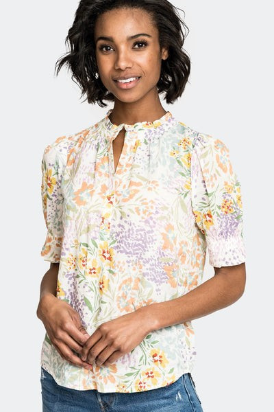 Dianthus Henley Puff Sleeve Blouse | Gibson