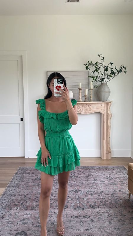 Green mini dress with built in shorts! You can dress it up or down, so easy to just throw on and go! 

#LTKStyleTip #LTKBeauty

#LTKSeasonal