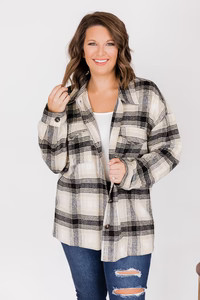 Sweet Ambition Black and Beige Plaid Shacket | Pink Lily