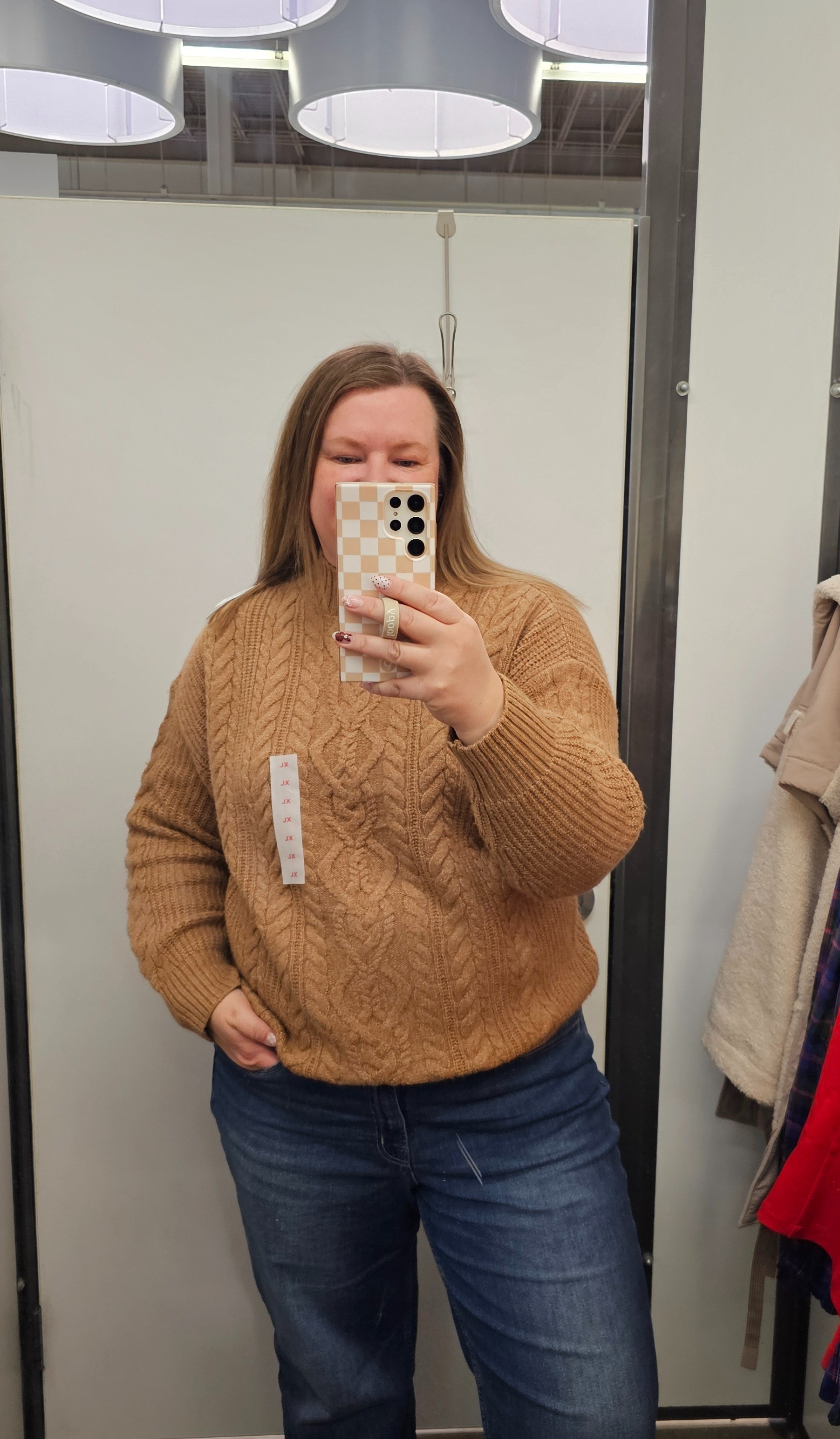 This mock neck cable knit sweater is so soft (not itchy).  Wearing an XL here.  This definitely came home with me.  It comes in a TON of other colors also.  

#LTKCyberWeek #LTKOver40 #LTKFindsUnder50