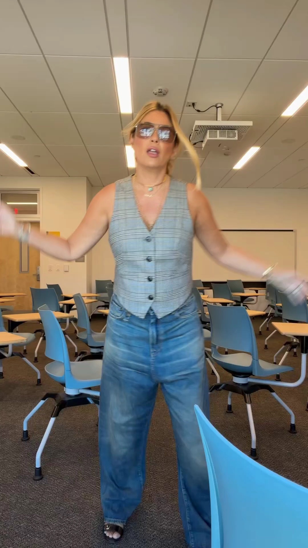 OOTD on campus…so glad you’re here🤍
Jeans: 28
Vest: medium
Sandals: TTS
Hair: Sea Glass + Day Rate hair pin in camel 
Tom Ford Sunglasses 
Anfisa lip liners (not linked)
Armani lip power 503
Dior skin tint 3.5 N 
YSL cream blush in hot mauve 
Buff revive nail oil