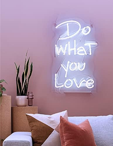 Neon Signs Do What You Love White Neon Light Sign Hanging Neon Sign Real Neon Lights Neon Wall Sign  | Amazon (US)
