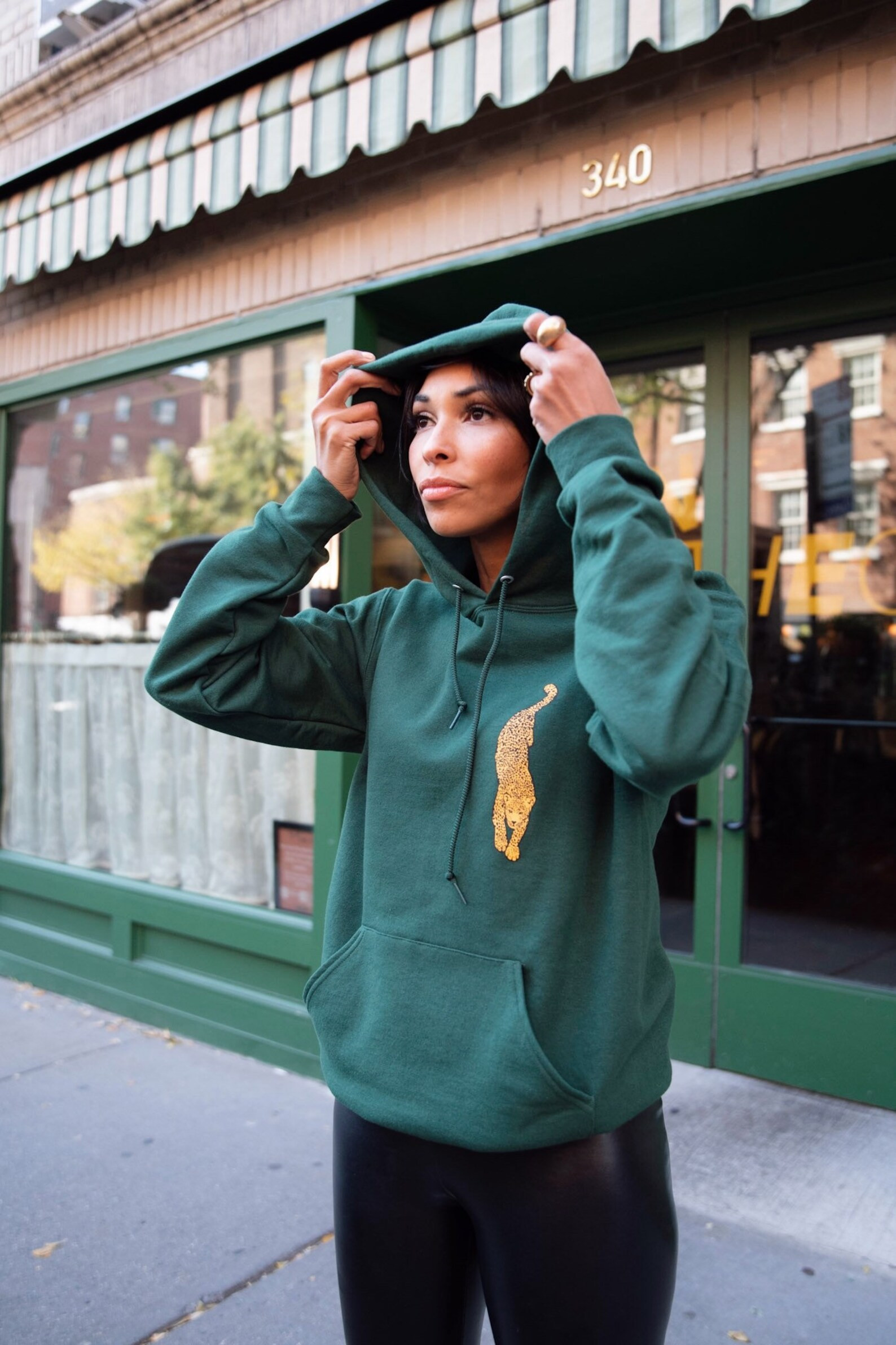 Love Fashion & Friends Cheetah Hooded Graphic Sweatshirt on Forest Green | Etsy (US)