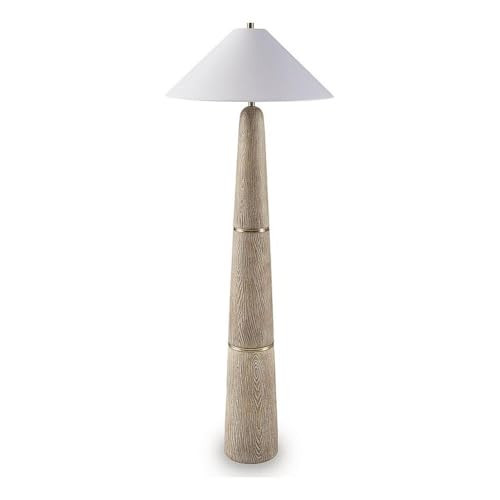 BOWERY HILL Modern Floor Lamp, Polyresin and Metal Construction, Faux Wood Brown Finish with Gold... | Amazon (US)